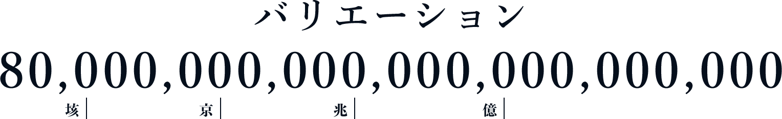 バリエーション 80,000,000,000,000,000,000,000